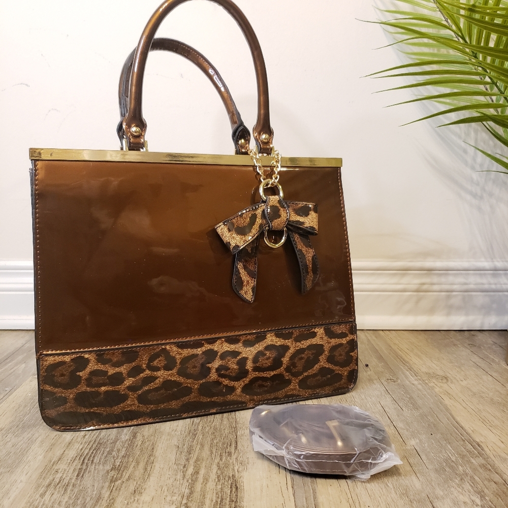 Patent Leather Cheetah/Brown Handbag